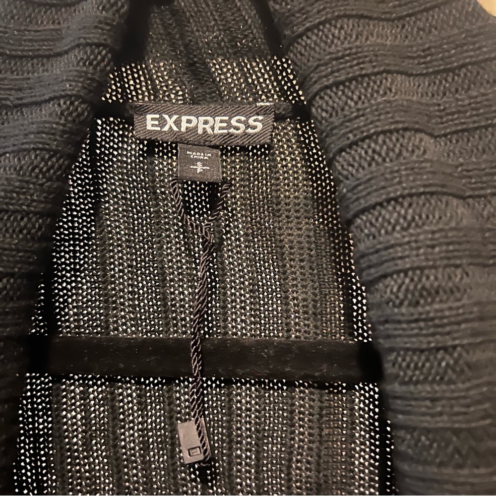 Express Womens Cardigan Sweater Black Long Sleeve Open Front Ribbed Knit SMALL - Picture 6 of 6